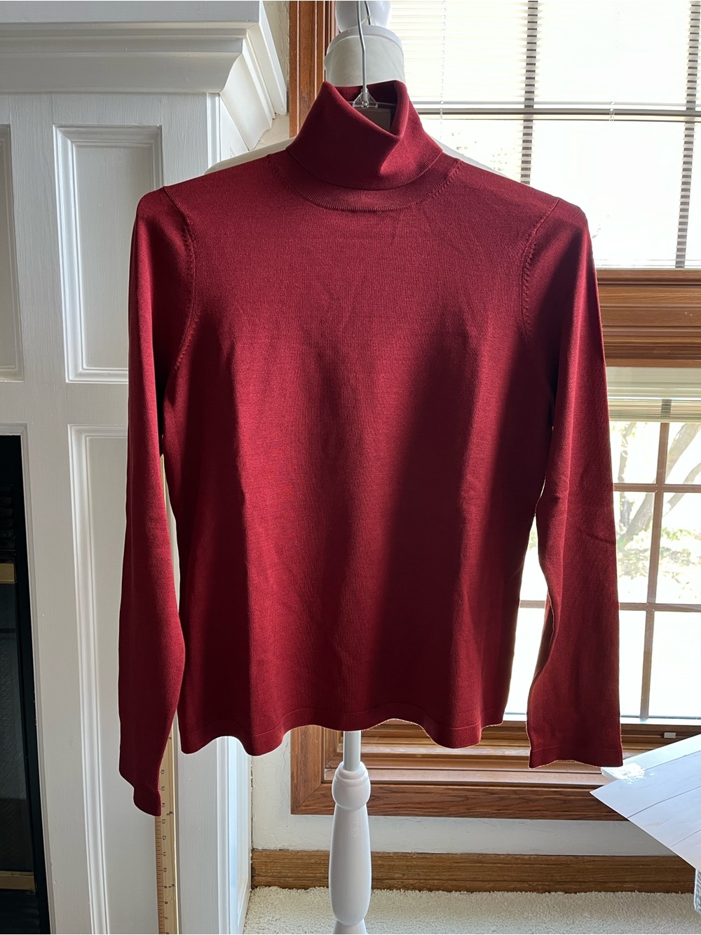 Ann Taylor Burnt Sienna Long-Sleeve Silk & Nylon Turtleneck